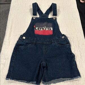 Levi's Blue Denim Shortall Overalls Girls 8